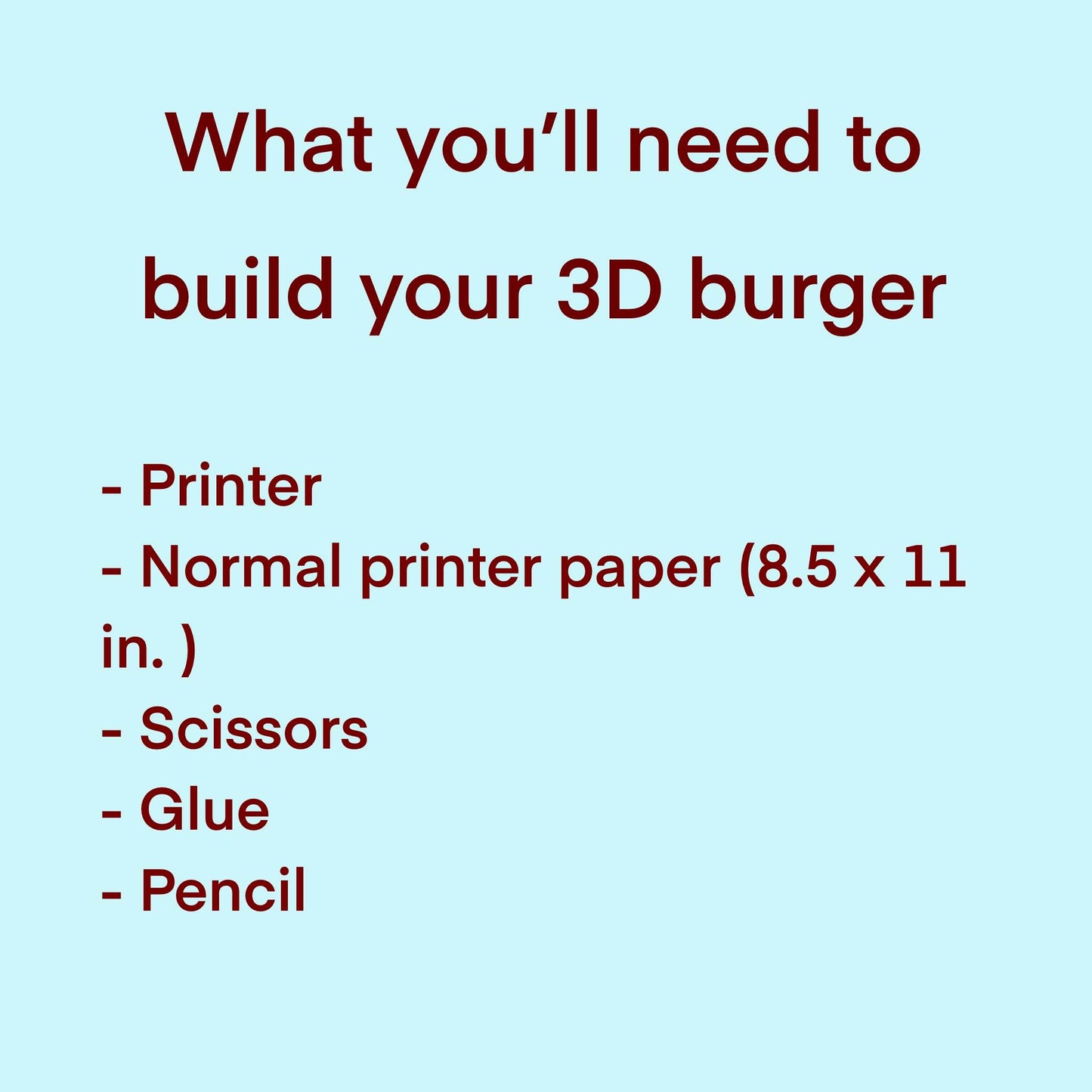 DIY Paper Burger Template PDF